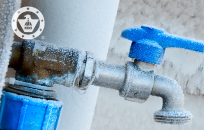 Frozen water faucet with the CapFed® shield. 